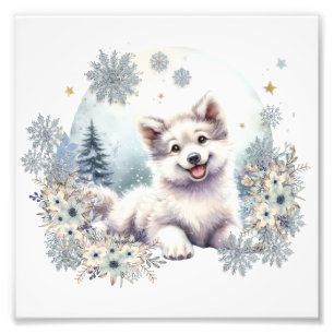 Impression Photo Filles Salle Nursery Cute Dog Wolf Blue Hiver thèm
