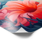 Impression Photo Flamant Tropical avec Fleurs (Coin)