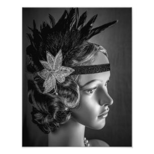 Impression Photo Flapper des années 1289-1920 avec bandeau