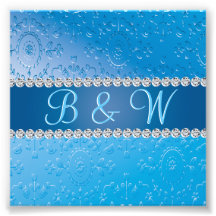 Fleur bleue Monogramme intégrée