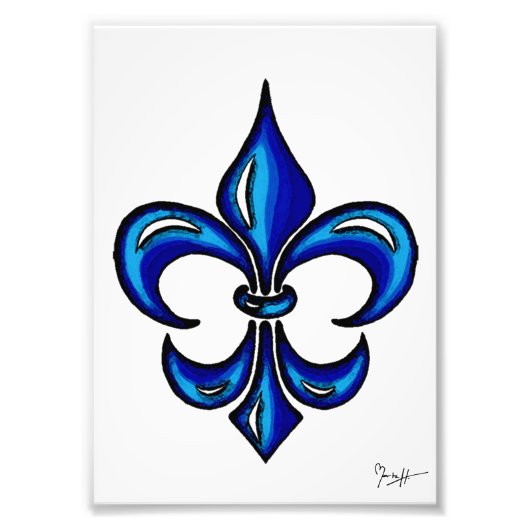 Impression Photo Fleur de Lis en bleu (Devant)