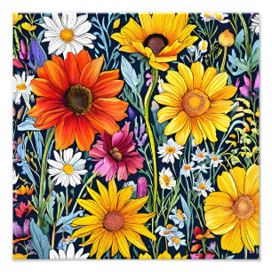 Impression Photo Fleur de minuit - Floral Motif sans couture