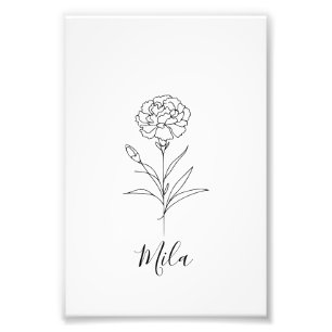 Impression Photo Fleur de naissance de l'oeillet de janvier personn
