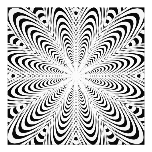 Impression Photo Fleur d'illusion optique abstraite noire (Devant)