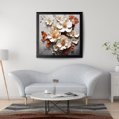 Impression Photo Fleurs blanches sur mur fissuré