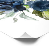 Impression Photo Fleurs d'aquarelle bleu marine et bleu, infirmière (Coin)