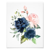 Impression Photo Fleurs d'aquarelle bleu marine et bleu, infirmière (Devant)