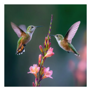 Impression Photo Fleurs de gladiolus Colibris Iridescents Paire