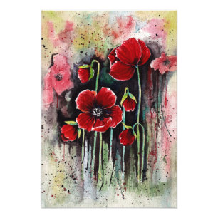 Impression Photo Fleurs De Pavot En Aquarelle