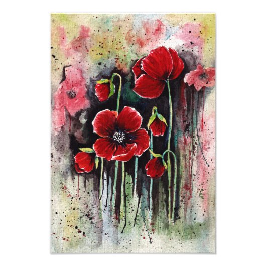 Impression Photo Fleurs De Pavot En Aquarelle (Devant)