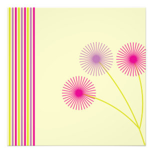 Impression Photo Fleurs de pissenlit colorées, rayures, abstrait bo