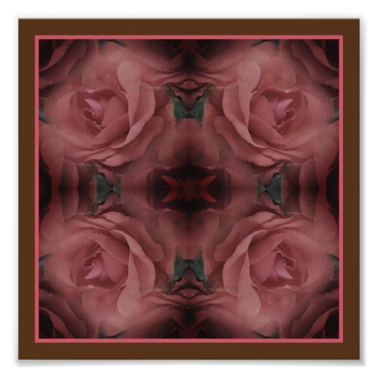 Impression Photo Fleurs de rose rouge miroir Nature Abstraite 8x8 (Devant)