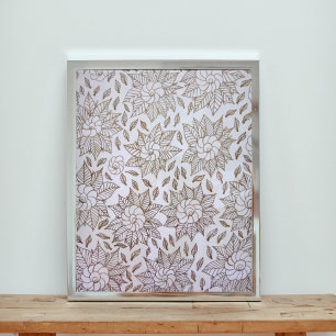 Impression Photo Fleurs d'or et Feuilles sur Arrière - plan blanc