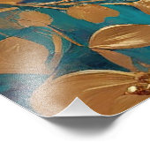 Impression Photo Fleurs D'Or Peintes Sur Lilac Rose Turquoise (Coin)