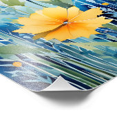 Impression Photo Fleurs dorées sur fond bleu vif (Coin)