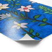 Impression Photo Fleurs Fantaisistes sur Fond Bleu (Coin)