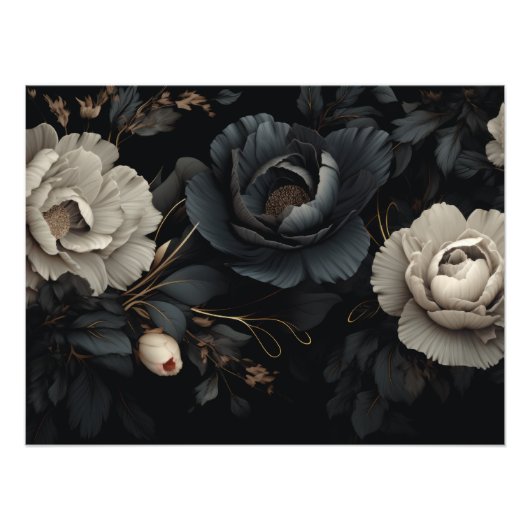 Impression Photo Fleurs noires et blanches (Devant)