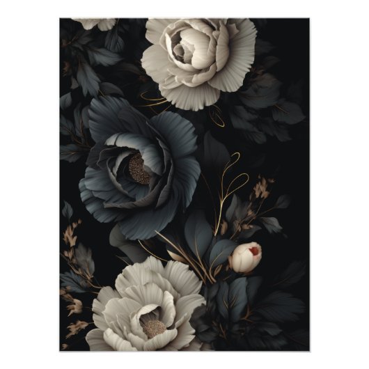 Impression Photo Fleurs noires et blanches (Devant)