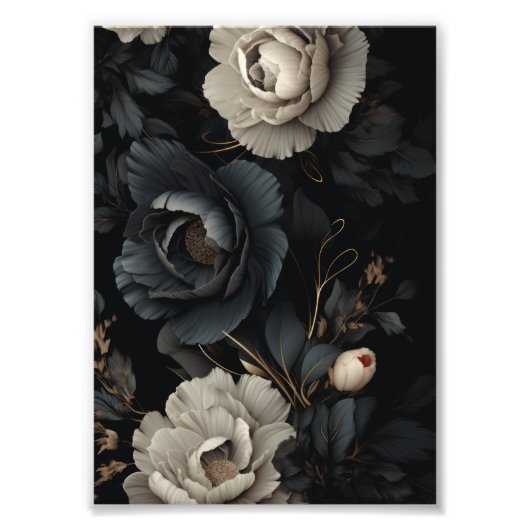 Impression Photo Fleurs noires et blanches (Devant)