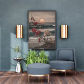 Impression Photo Fleurs rouges et blanches au coucher du soleil