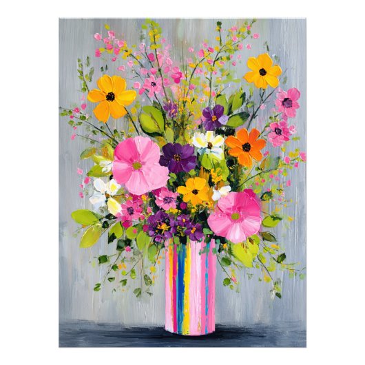 Impression Photo Fleurs texturées dans un vase (Devant)