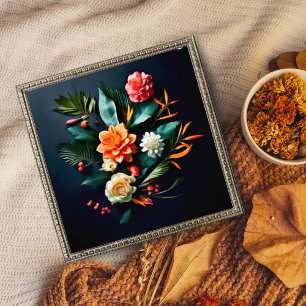 Impression Photo Fleurs tropicales sur Arrière - plan foncé