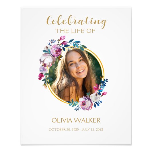 Impression Photo Fleurs violettes Affiche de bienvenue funéraire (Devant)