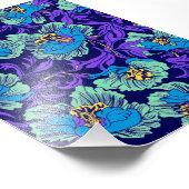 Impression Photo Fleurs violettes et bleues William Morris (Coin)