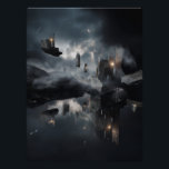 Impression Photo Floating Gothic Ruins Cosmic Mirror Night<br><div class="desc">Shattered gothic cathedrals and broken spires float as isolated islands in a vast, starry night sky. Each ruin glows with ethereal blue-violet light from cracked windows and arched interiors, while small warm lanterns and fires flicker in the darkness. A slender crescent moon hangs low, illuminating swirling clouds and casting perfect...</div>