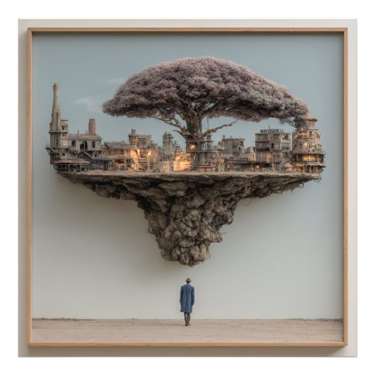 Impression Photo Floating Ruined City Blossom Tree Surreal (Devant)
