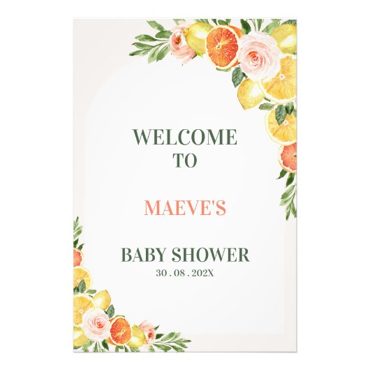 Impression Photo Floral Cirus Main Squeeze Baby shower Affiche de b (Devant)