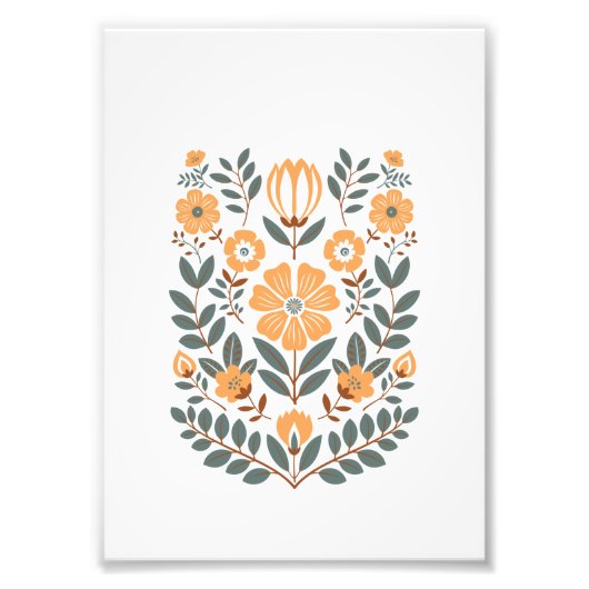 Impression Photo Floral Folk Wall Art Print, Scandinavian Botanical (Devant)