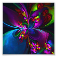 Floral moderne Art Abstrait Rouge Bleu Motif #15