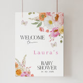 Impression Photo Floral Pink Baby In Bloom Baby Shower Welcome Sign