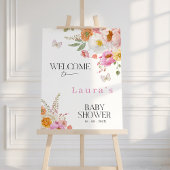 Impression Photo Floral Pink Baby In Bloom Baby Shower Welcome Sign