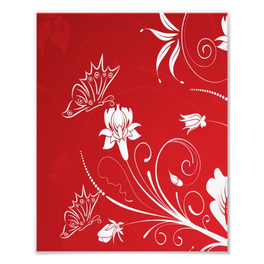 Impression Photo Floral rouge et blanc moderne (Devant)