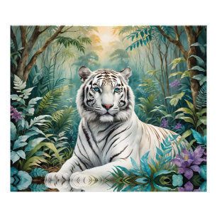 Impression Photo Flore de la jungle de Tigre blanc