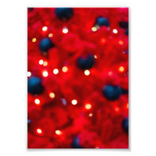 Impression Photo Fond Abstrait de Noël Rouge Bokeh