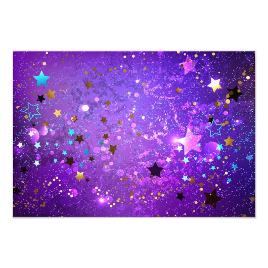 Impression Photo Fond en feuille de papier violet avec des étoiles (Devant)