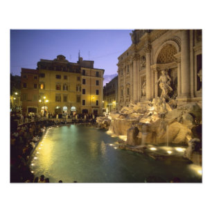 Impression Photo Fontaine de Trevi la nuit, Rome, Lazio, Italie