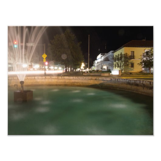 Impression Photo Fontaine d'eau et Bathhouse Row, Sources thermales (Devant)