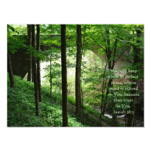 Impression Photo Forest Bridge Isaiah 26:3 Feuilles verts