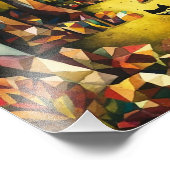 Impression Photo Forêt d'automne cubiste avec rivière et prairie (Coin)