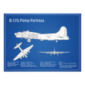 Impression Photo Forteresse volante B-17 - Plan de conception d'avi (Devant)
