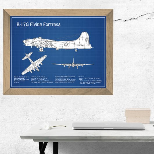 Impression Photo Forteresse volante B-17 - Plan de conception d'avi