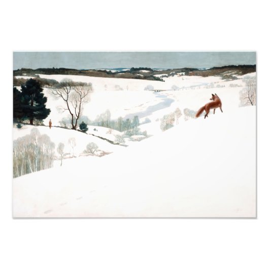 Impression Photo Fox dans la neige, 1935 par Newell Convers Wyeth (Devant)
