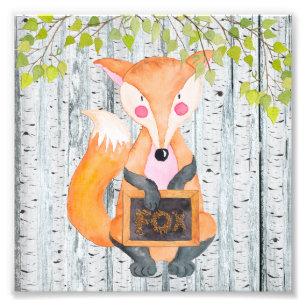 Impression Photo Fox - Woodland Friends - Amis - Aquarelle