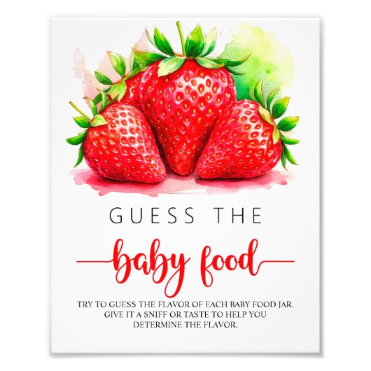 Impression Photo Fraise Guess the Baby Food Sign (Devant)