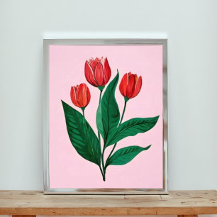 Impression Photo Frapper les tulipes rouges sur un Arrière - plan r