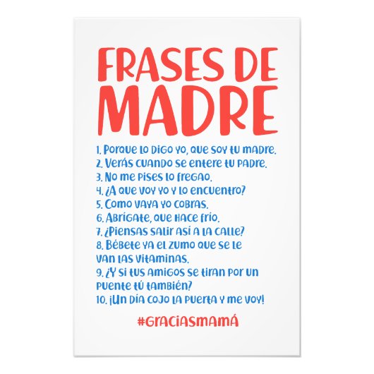 Impression Photo Frases de Madre (Devant)